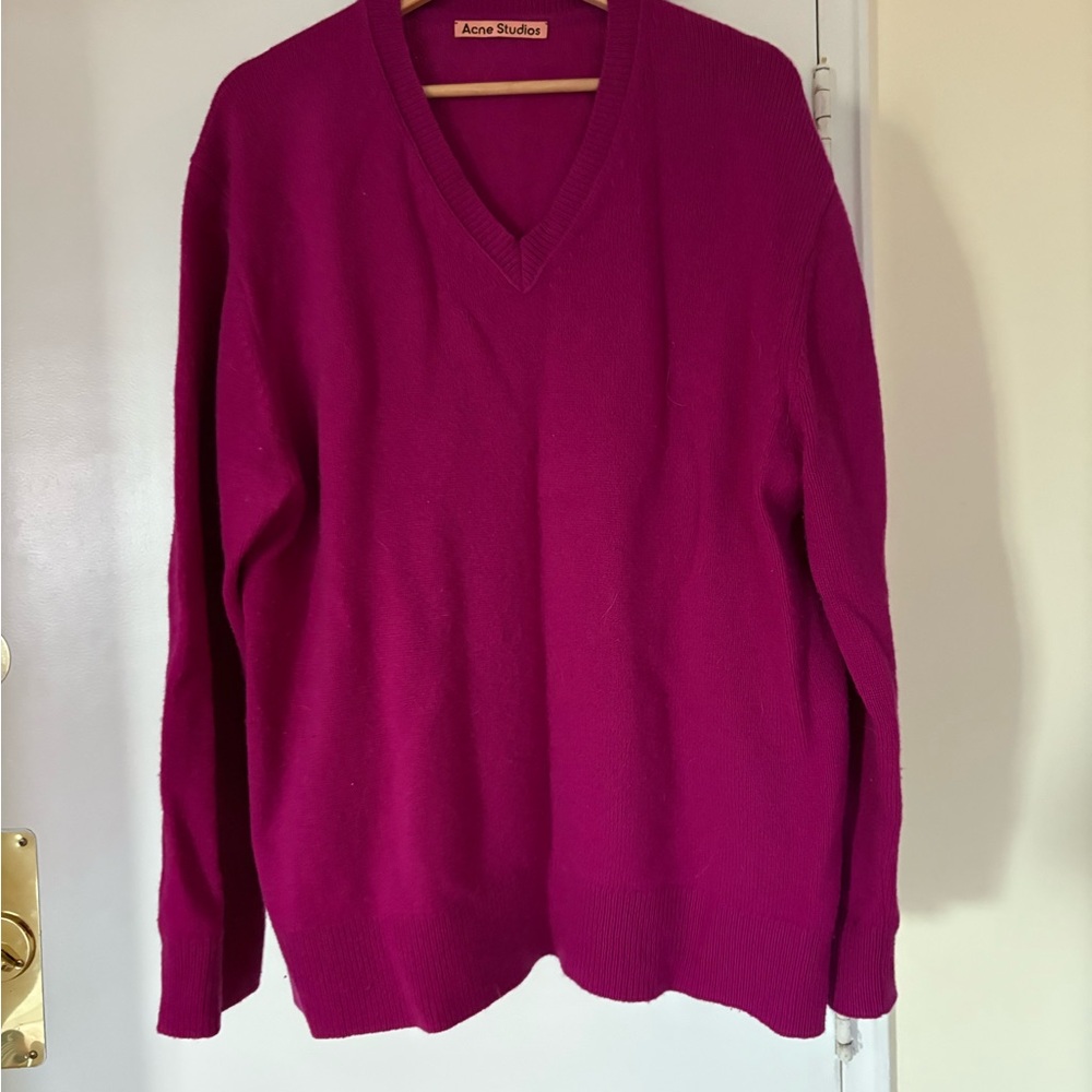 Acne Studios Magenta V-Neck Sweater